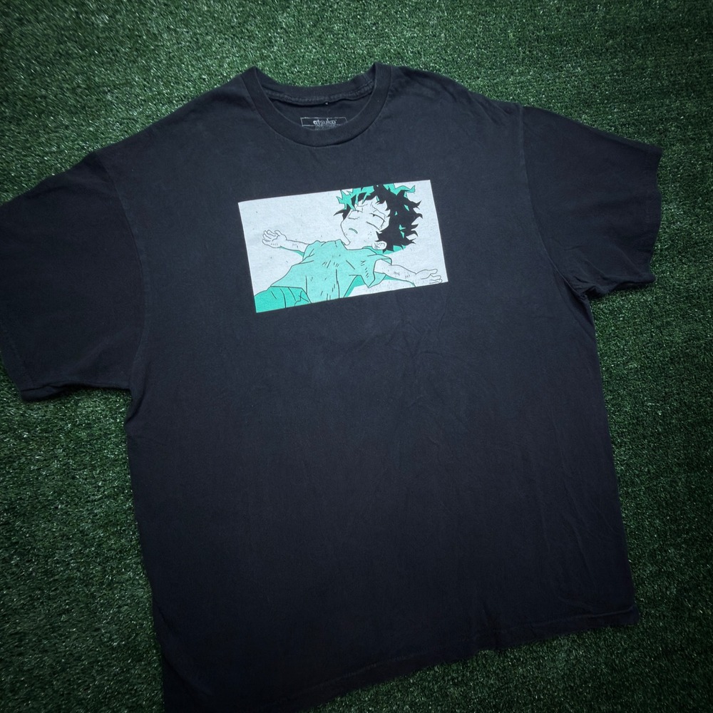 Atsuko My‎ Hero Academia Deku Graphic T-Shirt Black XL Izuku Midoriya Anime Tee
